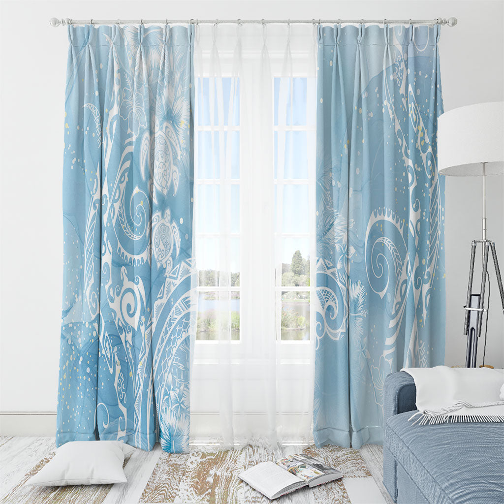 Aloha Hawaii Turtles Floral Window Curtain Aqua Marbles Glaze LT7 - Polynesian Pride