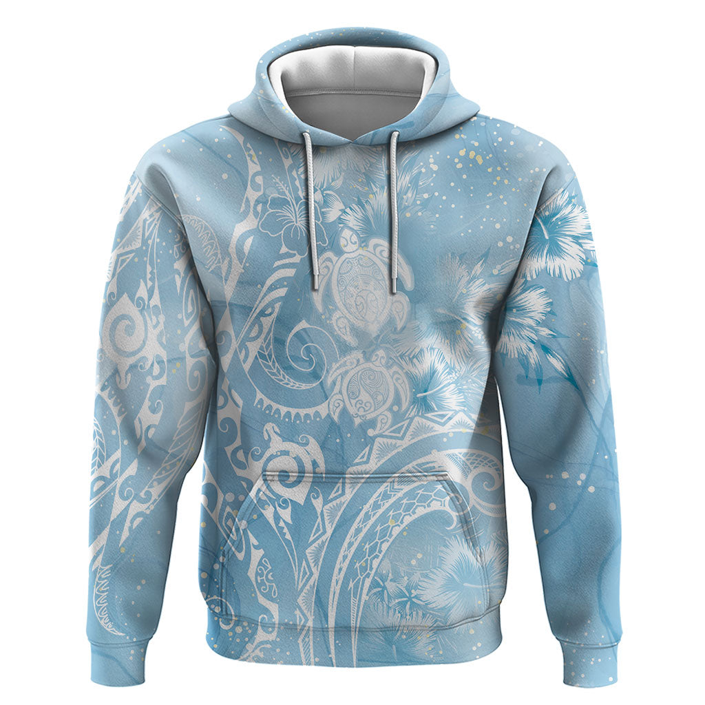 Aloha Hawaii Turtles Floral Zip Hoodie Aqua Marbles Glaze LT7 Pullover Hoodie Aqua - Polynesian Pride