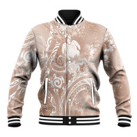 Aloha Hawaii Turtles Floral Baseball Jacket Taupe Marbles Glaze LT7 Unisex Taupe - Polynesian Pride
