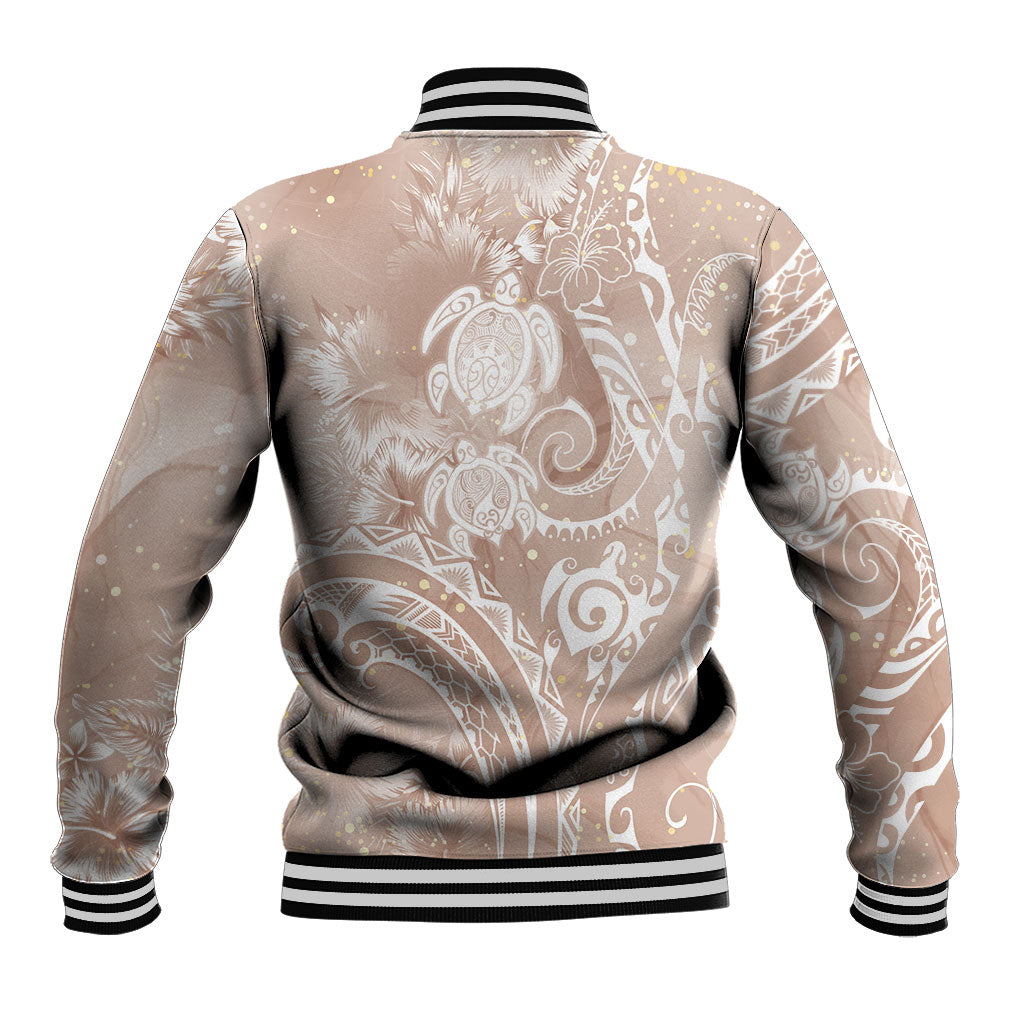 Aloha Hawaii Turtles Floral Baseball Jacket Taupe Marbles Glaze LT7 - Polynesian Pride