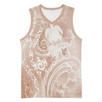 Aloha Hawaii Turtles Floral Basketball Jersey Taupe Marbles Glaze LT7 Unisex Taupe - Polynesian Pride