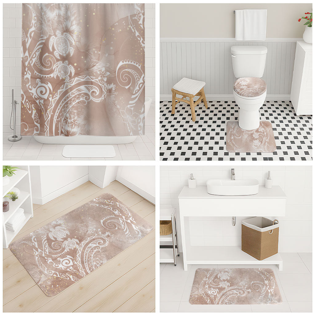 Aloha Hawaii Turtles Floral Bathroom Set Taupe Marbles Glaze LT7 - Polynesian Pride