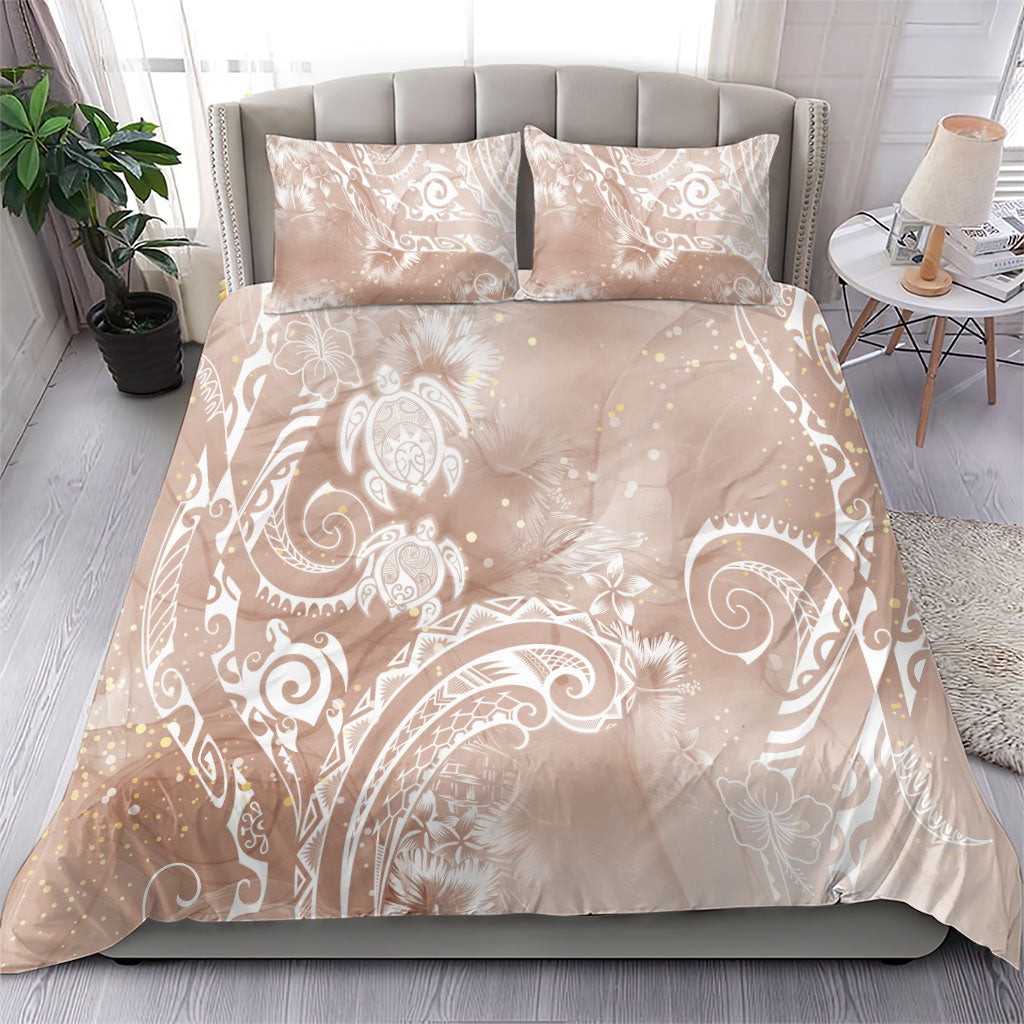 Aloha Hawaii Turtles Floral Bedding Set Taupe Marbles Glaze LT7 - Polynesian Pride