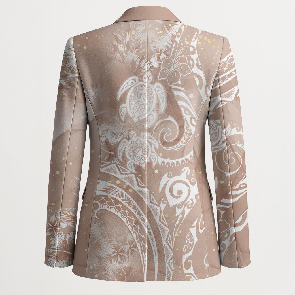 Aloha Hawaii Turtles Floral Blazer Taupe Marbles Glaze LT7 - Polynesian Pride