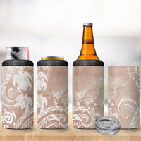 Aloha Hawaii Turtles Floral 4 in 1 Can Cooler Tumbler Taupe Marbles Glaze LT7 - Polynesian Pride
