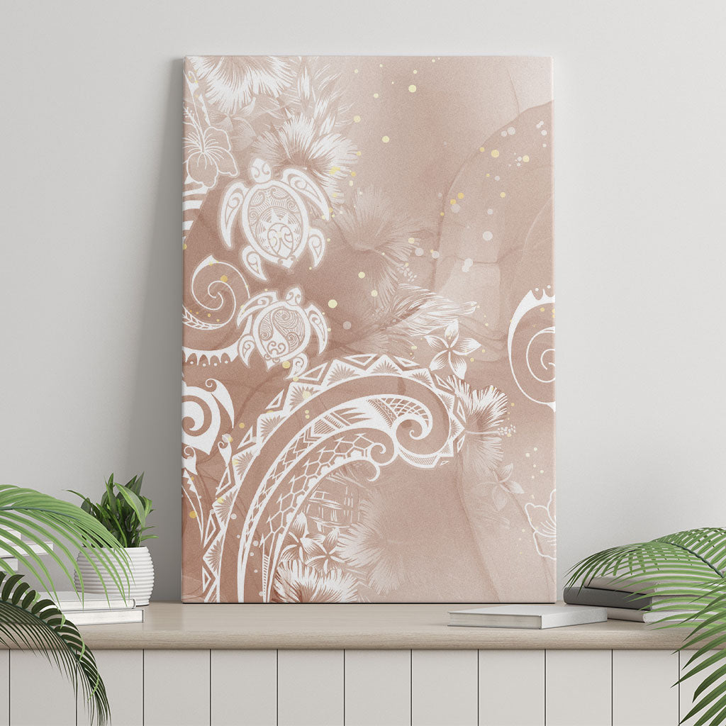 Aloha Hawaii Turtles Floral Canvas Wall Art Taupe Marbles Glaze LT7 - Polynesian Pride