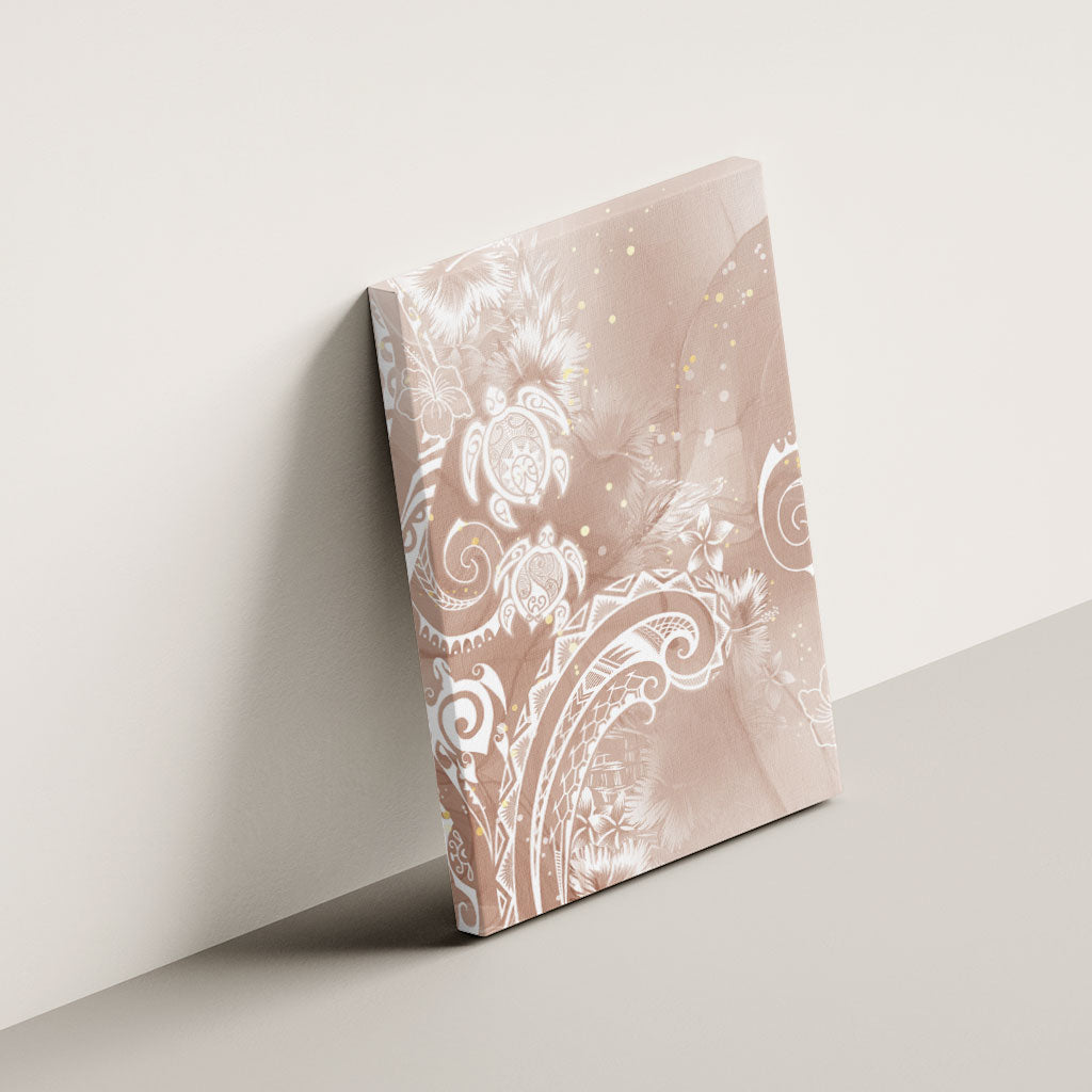 Aloha Hawaii Turtles Floral Canvas Wall Art Taupe Marbles Glaze LT7 - Polynesian Pride