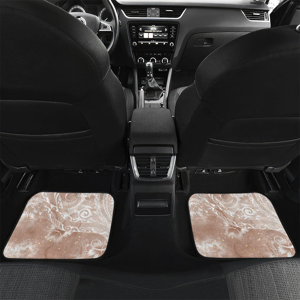 Aloha Hawaii Turtles Floral Car Mats Taupe Marbles Glaze LT7 Set 2pcs - Back Taupe - Polynesian Pride