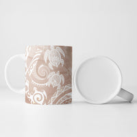 Aloha Hawaii Turtles Floral Ceramic Mug Taupe Marbles Glaze LT7 - Polynesian Pride