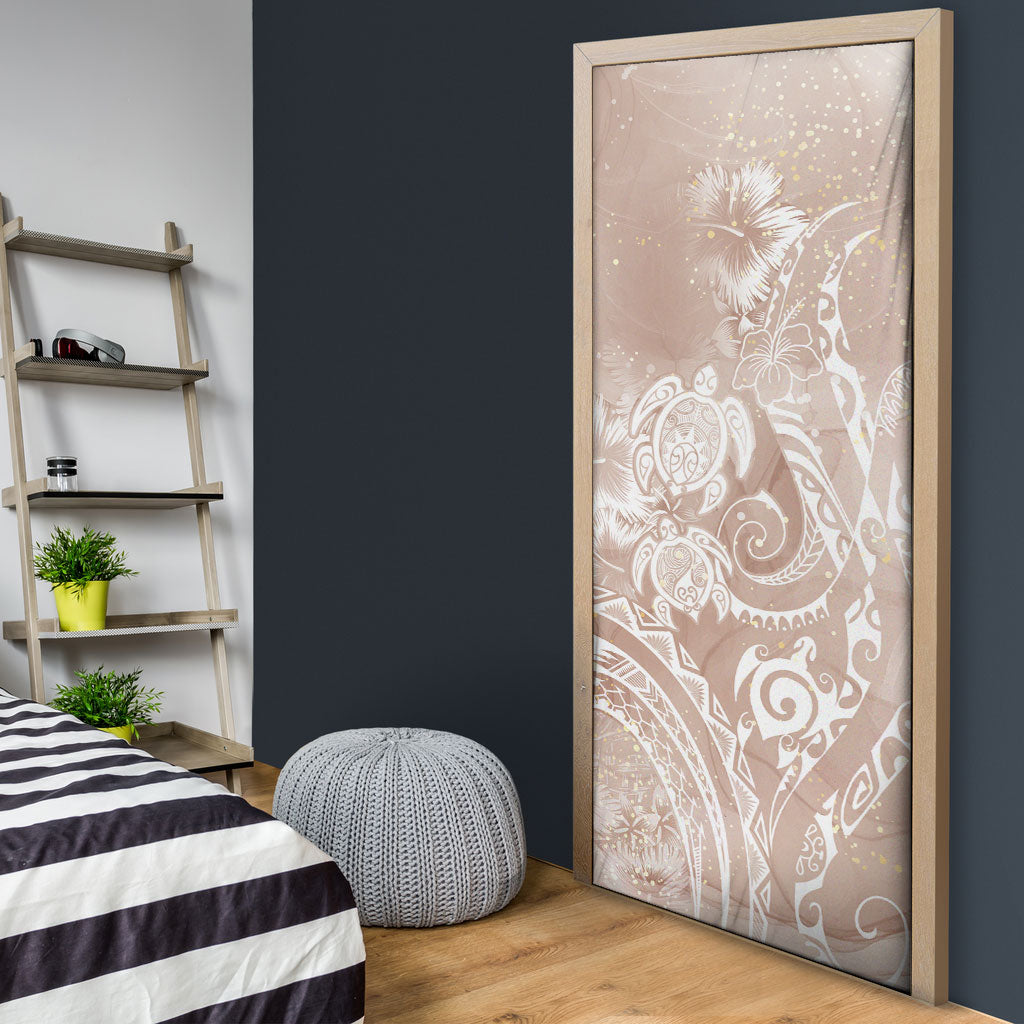 Aloha Hawaii Turtles Floral Door Cover Taupe Marbles Glaze LT7 - Polynesian Pride
