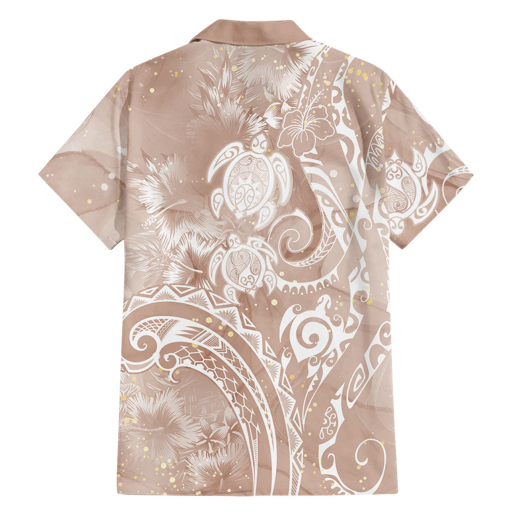 Aloha Hawaii Turtles Floral Family Matching Mermaid Dress and Hawaiian Shirt Taupe Marbles Glaze LT7 - Polynesian Pride