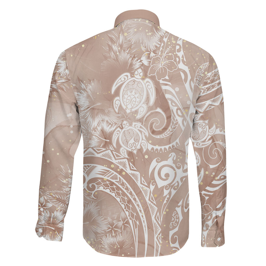 Aloha Hawaii Turtles Floral Family Matching Mermaid Dress and Hawaiian Shirt Taupe Marbles Glaze LT7 - Polynesian Pride
