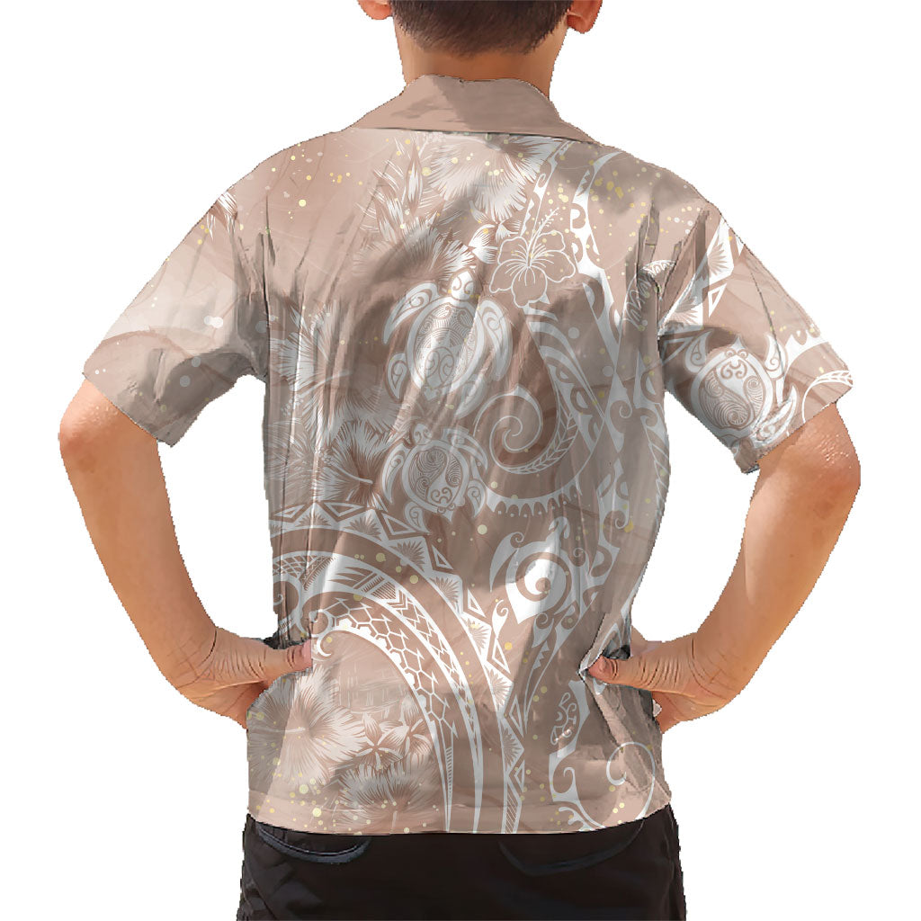 Aloha Hawaii Turtles Floral Family Matching Puletasi and Hawaiian Shirt Taupe Marbles Glaze LT7 - Polynesian Pride