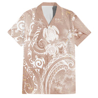 Aloha Hawaii Turtles Floral Family Matching Puletasi and Hawaiian Shirt Taupe Marbles Glaze LT7 Dad's Shirt - Short Sleeve Taupe - Polynesian Pride