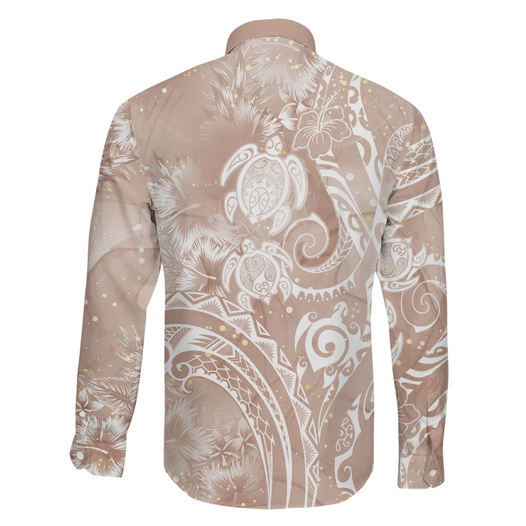 Aloha Hawaii Turtles Floral Family Matching Short Sleeve Bodycon Dress and Hawaiian Shirt Taupe Marbles Glaze LT7 - Polynesian Pride