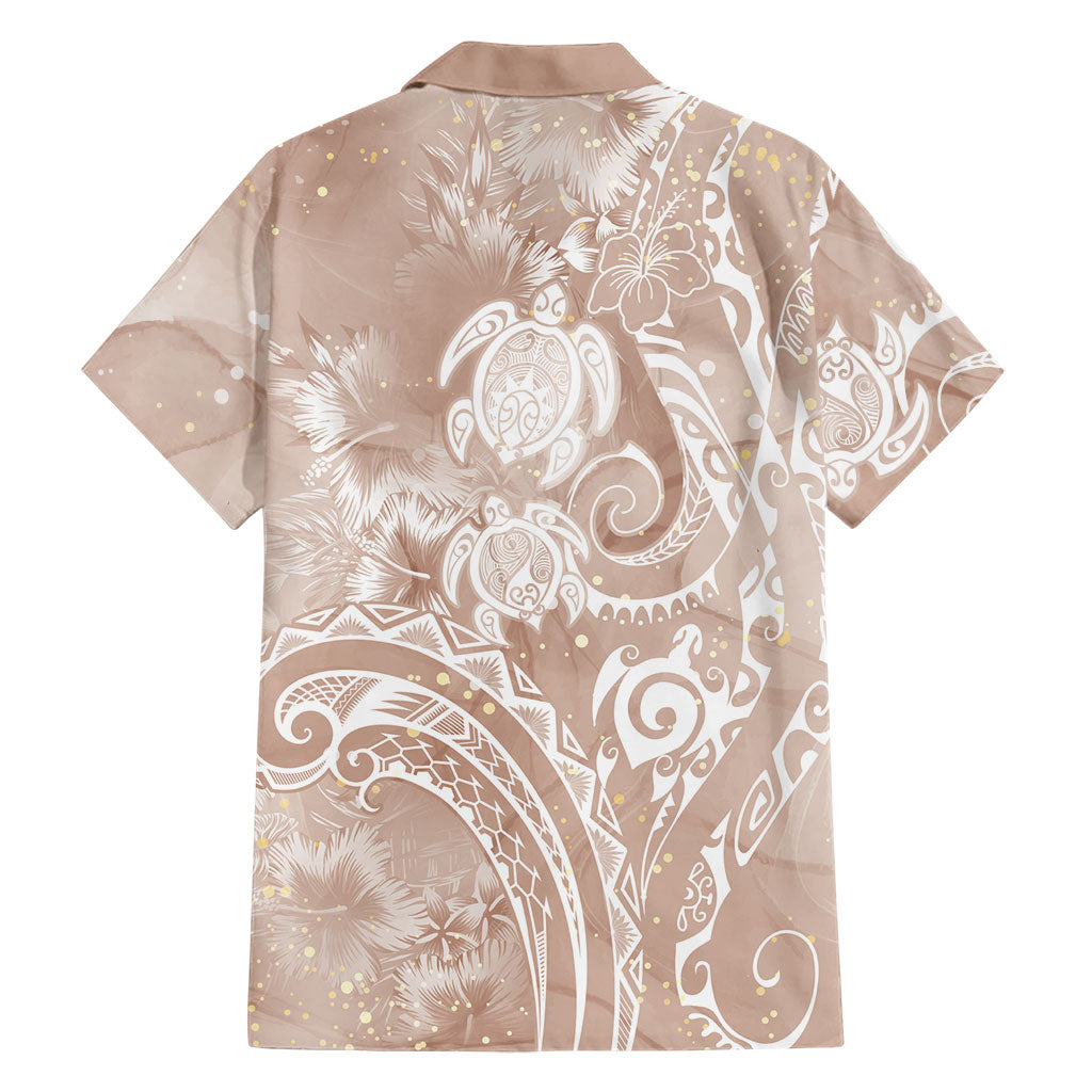 Aloha Hawaii Turtles Floral Family Matching Summer Maxi Dress and Hawaiian Shirt Taupe Marbles Glaze LT7 - Polynesian Pride