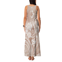Aloha Hawaii Turtles Floral Family Matching Tank Maxi Dress and Hawaiian Shirt Taupe Marbles Glaze LT7 - Polynesian Pride