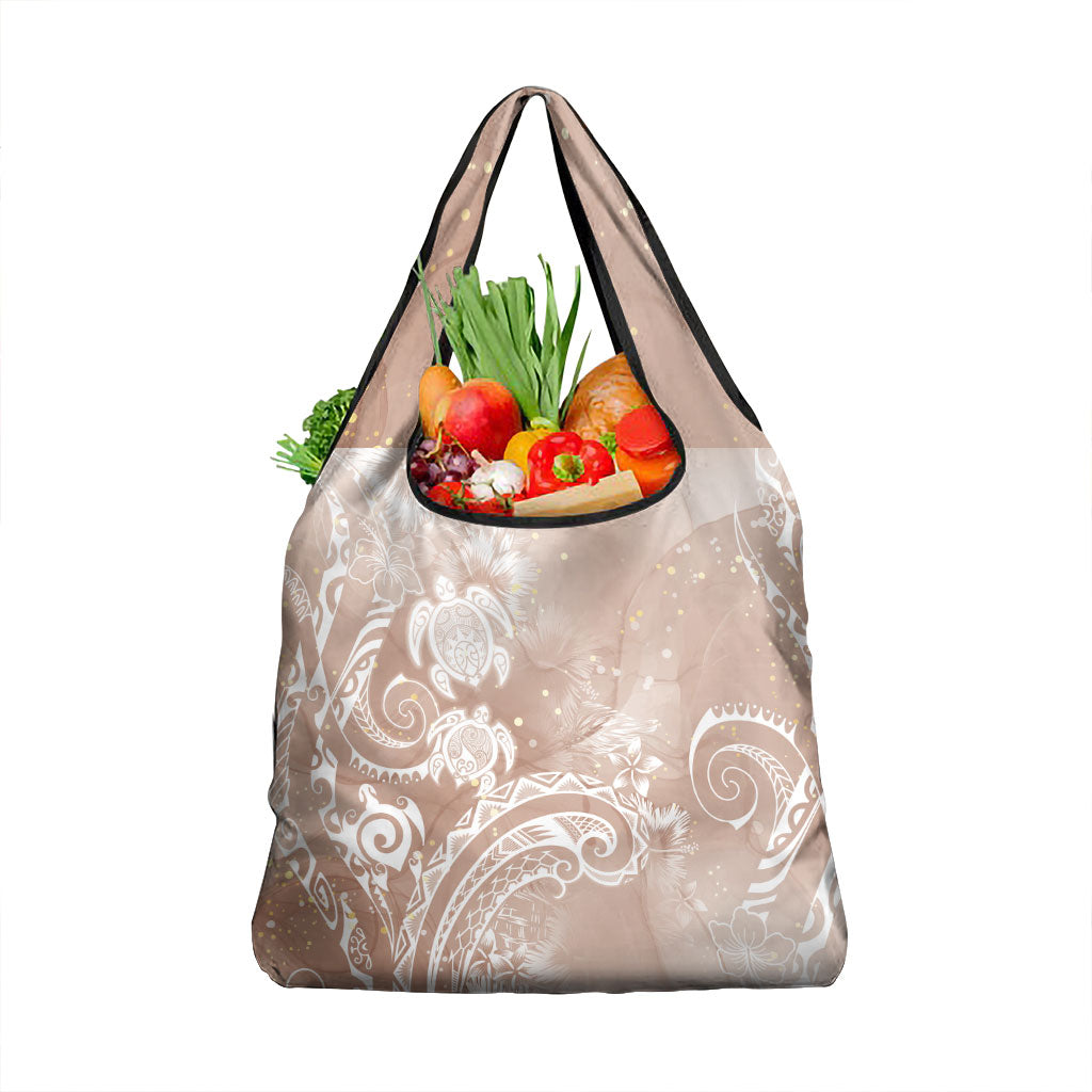 Aloha Hawaii Turtles Floral Grocery Bag Taupe Marbles Glaze LT7 1-pack One Size Taupe - Polynesian Pride