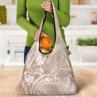 Aloha Hawaii Turtles Floral Grocery Bag Taupe Marbles Glaze LT7 - Polynesian Pride