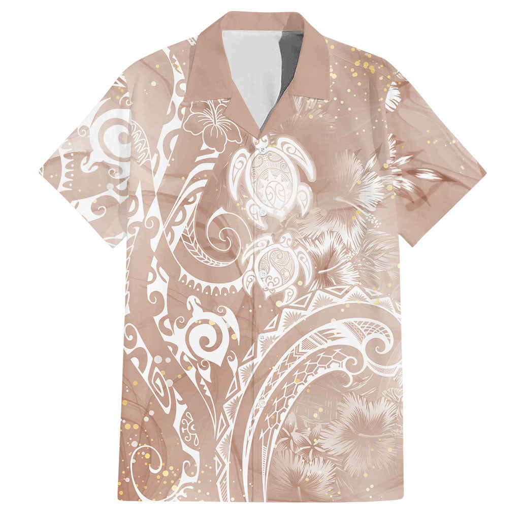 Aloha Hawaii Turtles Floral Hawaiian Shirt Taupe Marbles Glaze LT7 Taupe - Polynesian Pride