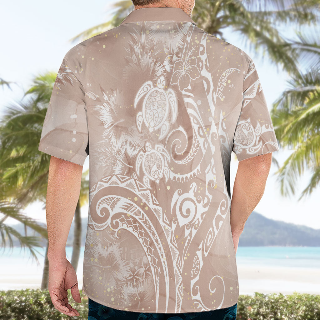 Aloha Hawaii Turtles Floral Hawaiian Shirt Taupe Marbles Glaze LT7 - Polynesian Pride