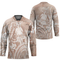 Aloha Hawaii Turtles Floral Hockey Jersey Taupe Marbles Glaze LT7 - Polynesian Pride