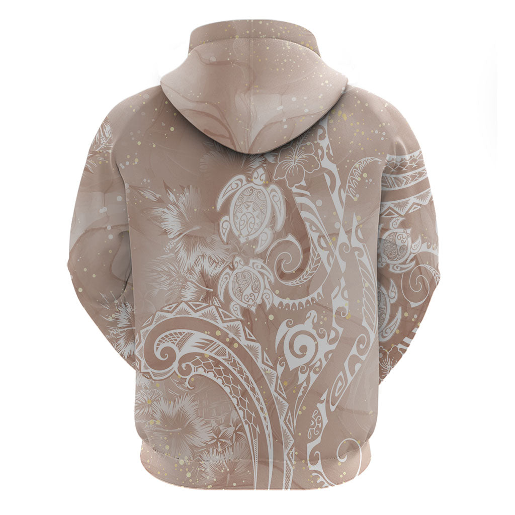 Aloha Hawaii Turtles Floral Hoodie Taupe Marbles Glaze LT7 - Polynesian Pride