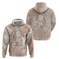 Aloha Hawaii Turtles Floral Hoodie Taupe Marbles Glaze LT7 - Polynesian Pride