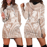 Aloha Hawaii Turtles Floral Hoodie Dress Taupe Marbles Glaze LT7 - Polynesian Pride