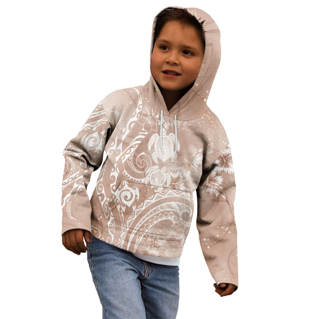 Aloha Hawaii Turtles Floral Kid Hoodie Taupe Marbles Glaze LT7 - Polynesian Pride