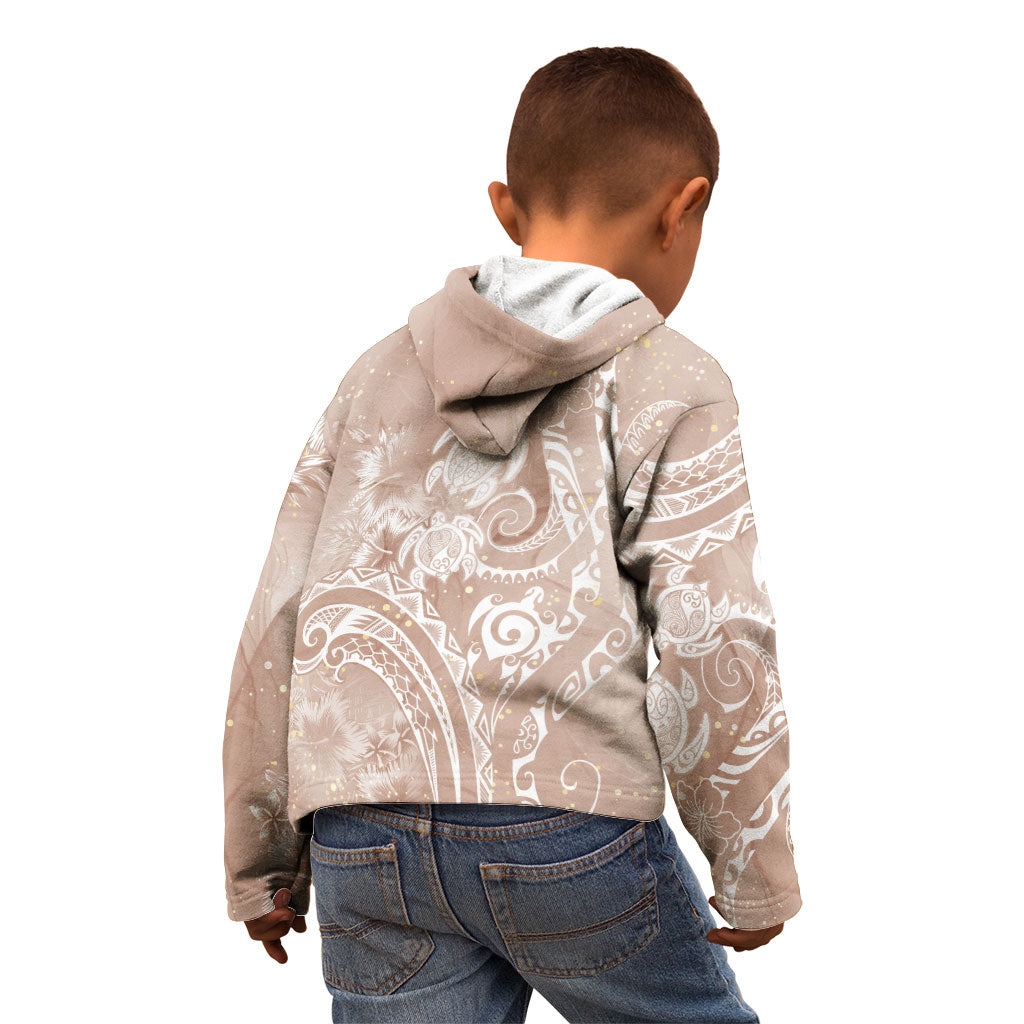 Aloha Hawaii Turtles Floral Kid Hoodie Taupe Marbles Glaze LT7 - Polynesian Pride