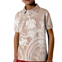 Aloha Hawaii Turtles Floral Kid Polo Shirt Taupe Marbles Glaze LT7 Kid Taupe - Polynesian Pride