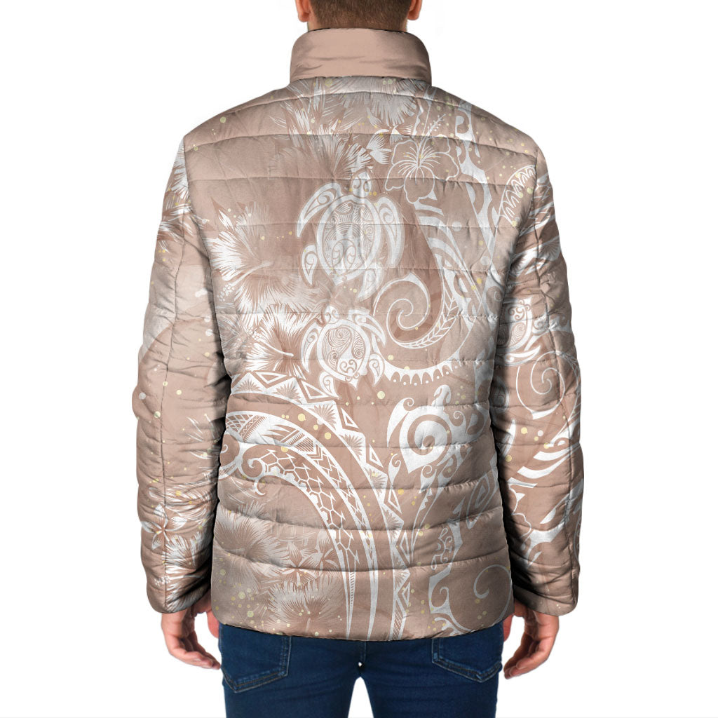 Aloha Hawaii Turtles Floral Padded Jacket Taupe Marbles Glaze LT7 - Polynesian Pride