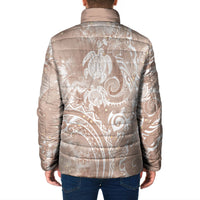 Aloha Hawaii Turtles Floral Padded Jacket Taupe Marbles Glaze LT7 - Polynesian Pride