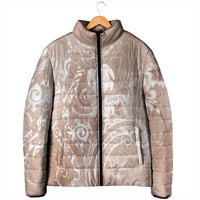Aloha Hawaii Turtles Floral Padded Jacket Taupe Marbles Glaze LT7 - Polynesian Pride