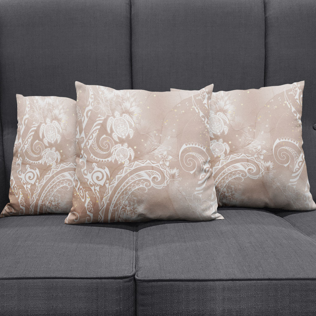 Aloha Hawaii Turtles Floral Pillow Cover Taupe Marbles Glaze LT7 - Polynesian Pride