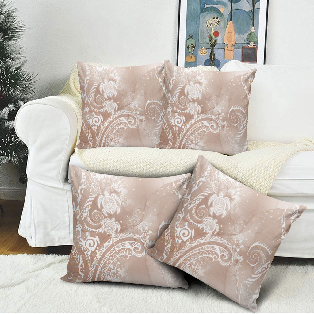Aloha Hawaii Turtles Floral Pillow Cover Taupe Marbles Glaze LT7 - Polynesian Pride