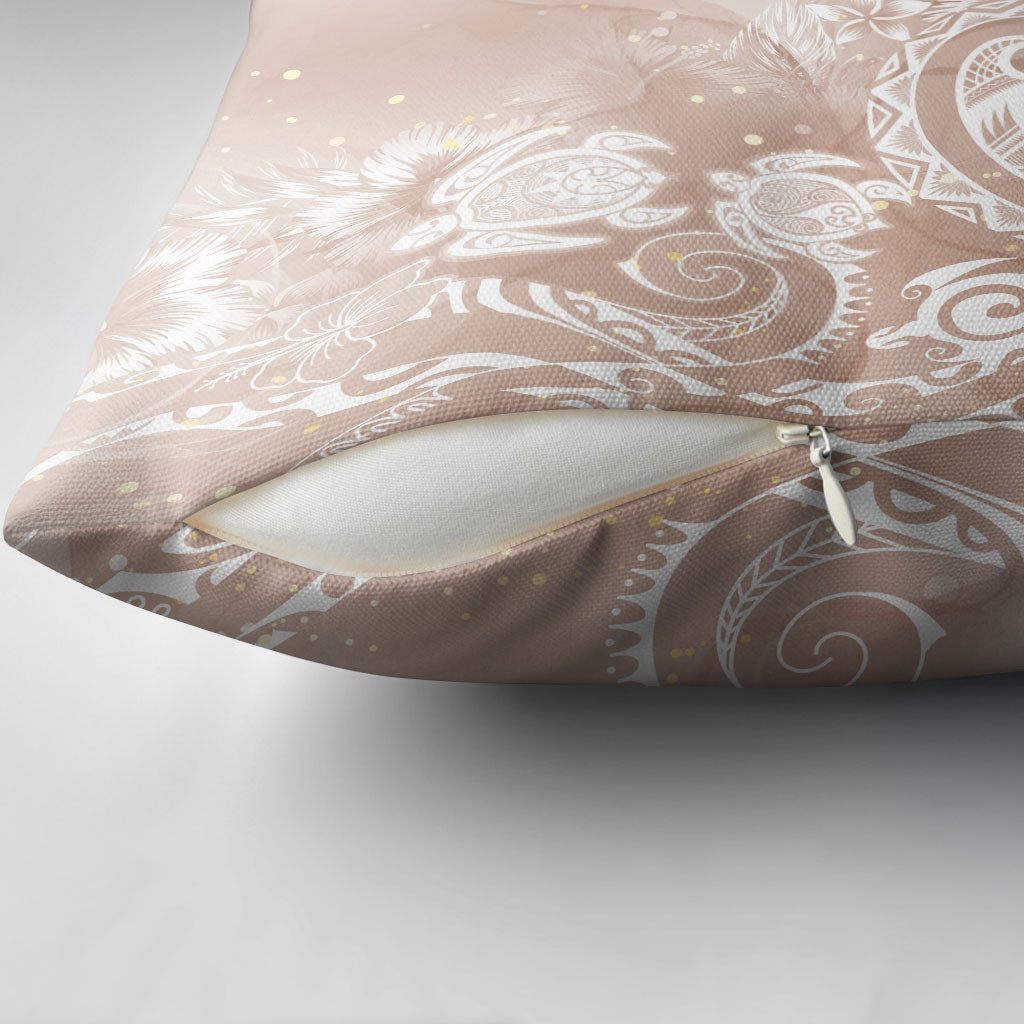 Aloha Hawaii Turtles Floral Pillow Cover Taupe Marbles Glaze LT7 - Polynesian Pride