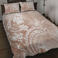 Aloha Hawaii Turtles Floral Quilt Bed Set Taupe Marbles Glaze LT7 Taupe - Polynesian Pride