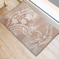 Aloha Hawaii Turtles Floral Rubber Doormat Taupe Marbles Glaze LT7 - Polynesian Pride