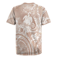 Aloha Hawaii Turtles Floral Rugby Jersey Taupe Marbles Glaze LT7 - Polynesian Pride