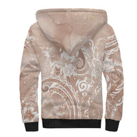 Aloha Hawaii Turtles Floral Sherpa Hoodie Taupe Marbles Glaze LT7 - Polynesian Pride