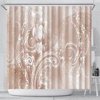 Aloha Hawaii Turtles Floral Shower Curtain Taupe Marbles Glaze LT7 - Polynesian Pride