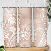 Aloha Hawaii Turtles Floral Skinny Tumbler Taupe Marbles Glaze LT7 - Polynesian Pride