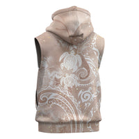 Aloha Hawaii Turtles Floral Sleeveless Hoodie Taupe Marbles Glaze LT7 - Polynesian Pride