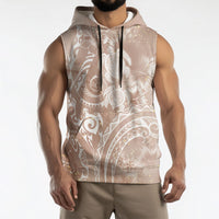 Aloha Hawaii Turtles Floral Sleeveless Hoodie Taupe Marbles Glaze LT7 - Polynesian Pride