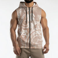 Aloha Hawaii Turtles Floral Sleeveless Zip Hoodie Taupe Marbles Glaze LT7 - Polynesian Pride