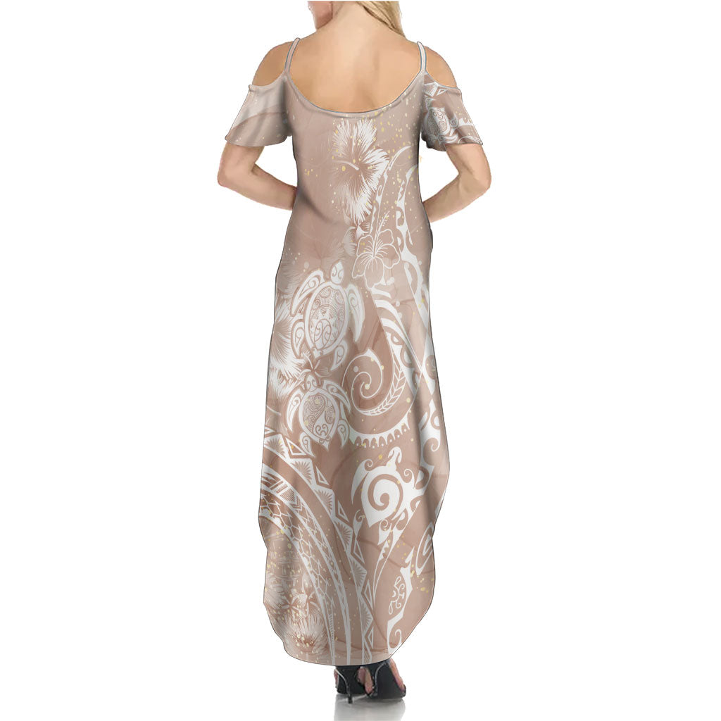 Aloha Hawaii Turtles Floral Summer Maxi Dress Taupe Marbles Glaze LT7 - Polynesian Pride