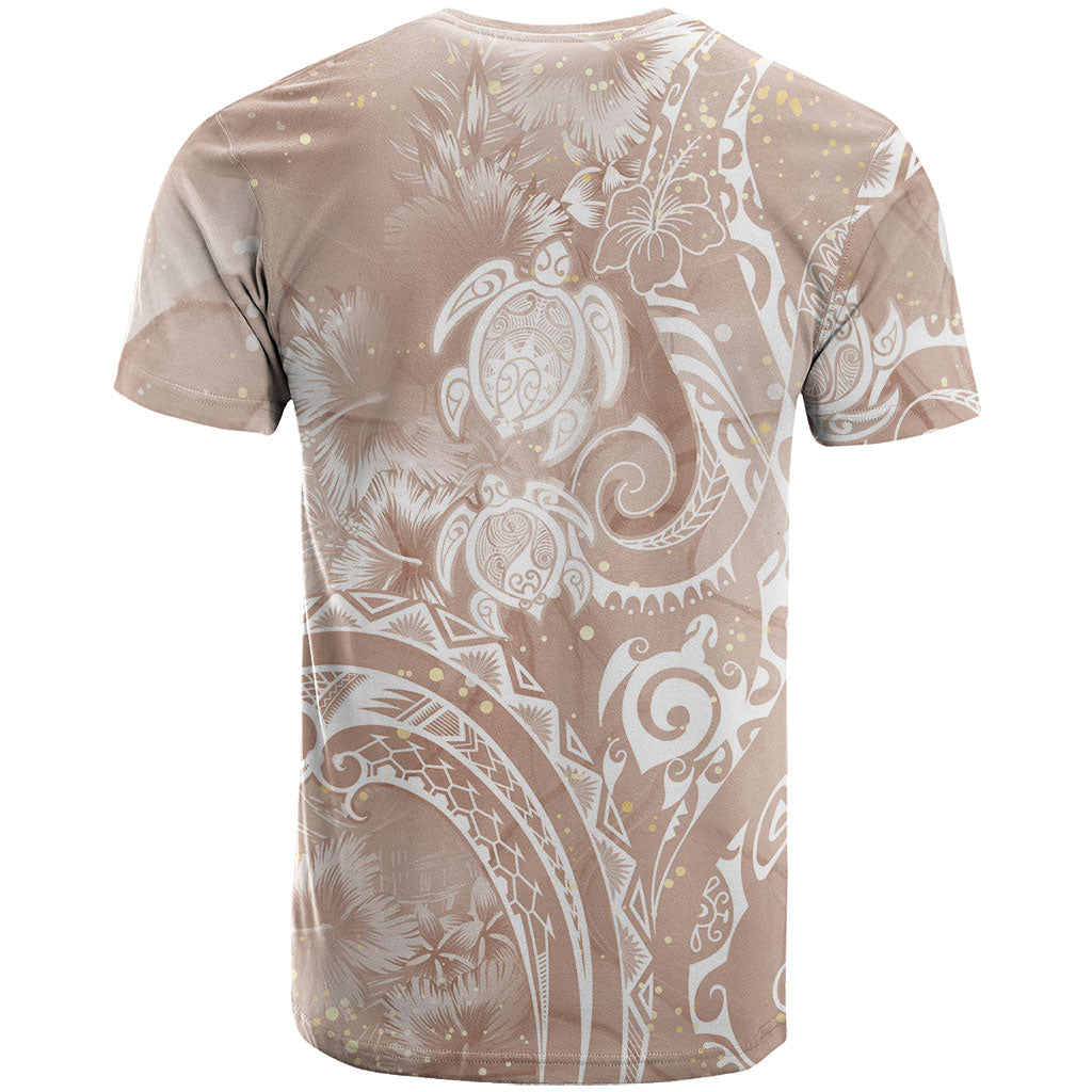 Aloha Hawaii Turtles Floral T Shirt Taupe Marbles Glaze LT7 - Polynesian Pride