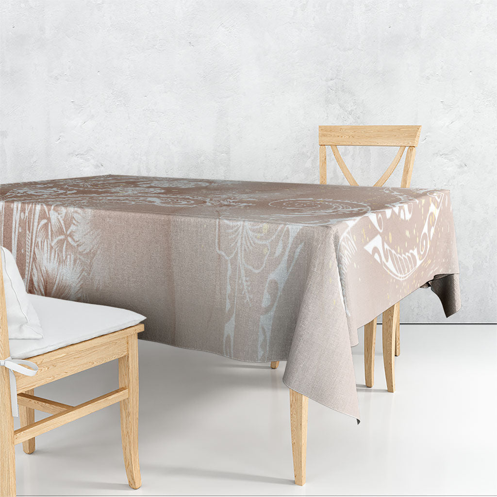 Aloha Hawaii Turtles Floral Tablecloth Taupe Marbles Glaze LT7 - Polynesian Pride